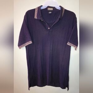 Head To Toe Men’s Polo Shirt – Size 2XL – Navy – Pattern Trim – 100% Cotton